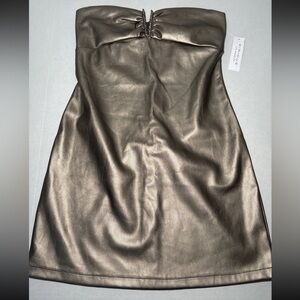 Kirious Los Angeles Metallic Copper Tan Strapless Dress Large